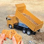 Camion Basculanta Jucarie pentru Copii, Jucarie Camion Basculanta cu Telecomanda, Jucarie de Constructie, Acumulator cu Incarcare USB, 28 x 13 x 9 cm, Galben