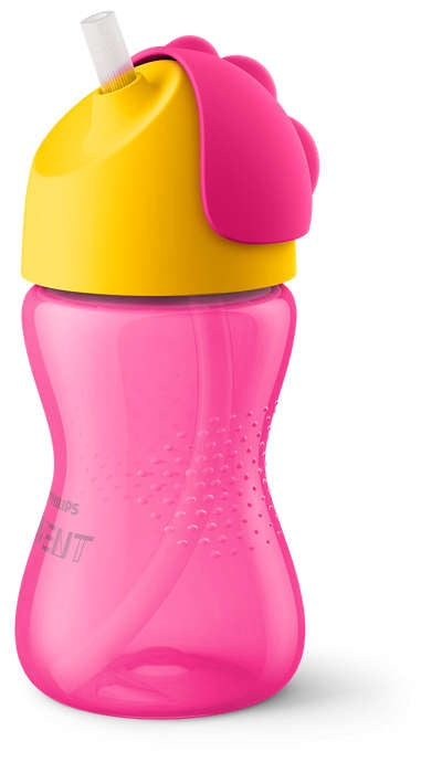 Cana cu pai flexibil Philips Avent, +12 luni, roz, 300 ml