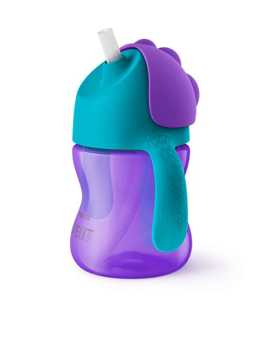 Cana cu pai flexibil Philips Avent, +9 luni, mov, 200 ml