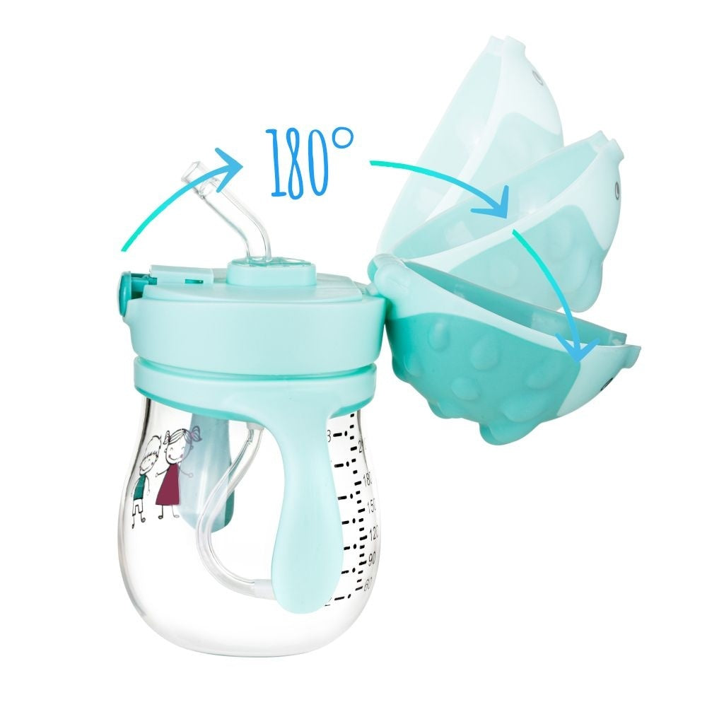 Cana de antrenament Akuku anti-varsare cu pai 250 ml, albastru