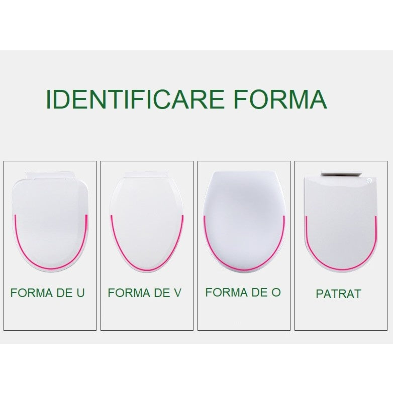 Capac de Toaleta cu Reductie 3 in 1, pentru Copii +3 Ani si Adulti, Coborare Lenta si Silentioasa, Instalare Usoara, din PP5 , in Forma de V, Alb/Roz
