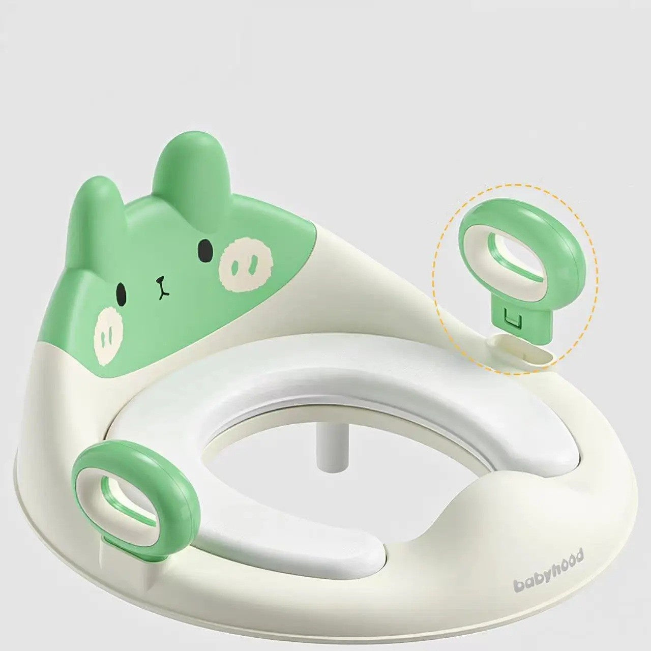 Capac WC cu Reductie, pentru Copii, cu Manere, Model Ursulet, Plastic Durabil, Verde