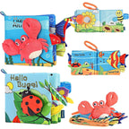 Carte Senzoriala pentru Bebelusi, 15x16x4 cm, cu Animalute, 3D, Cu Sunete si Fosnete, 0-3 Ani, Model Crab, Multicolor