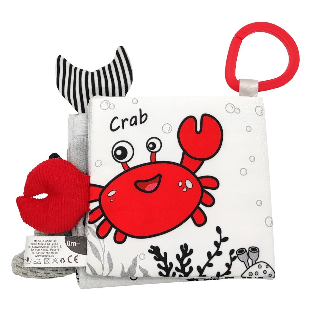 Carte senzoriala pentru bebelusi Akuku Marine Animals 12x12 cm