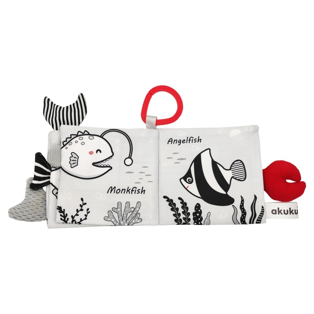Carte senzoriala pentru bebelusi Akuku Marine Animals 12x12 cm
