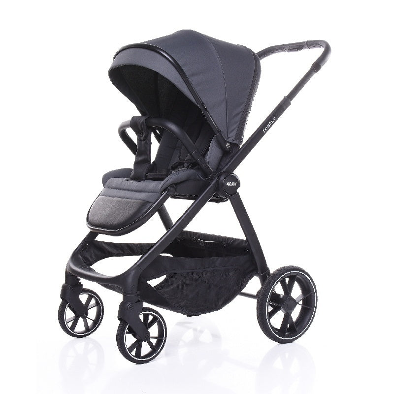 Carucior 4BABY Foster, amortizare, pliabil, negru