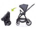 Carucior 4BABY Foster, amortizare, pliabil, negru