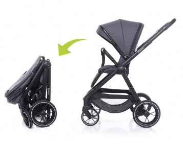 Carucior 4BABY Foster, amortizare, pliabil, negru