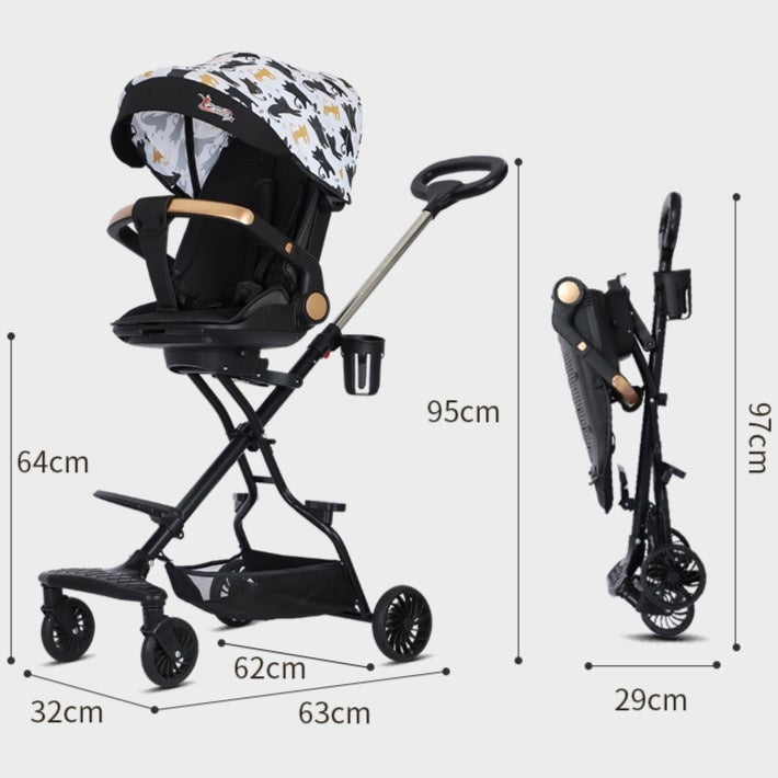 Carucior Sport Flippy 3in1, 6-36 Luni, Reversibil, Pliabil, Negru Model Pisicute