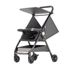Carut Pliabil, Usor, Compatibil cu Avionul, de Plimbat/Dormit, Parasolar, Cutie Depozitare, Tabla de Masa, 93 x 70 x 40 cm, Negru