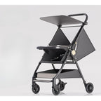 Carut Pliabil, Usor, Compatibil cu Avionul, de Plimbat/Dormit, Parasolar, Cutie Depozitare, Tabla de Masa, 93 x 70 x 40 cm, Negru