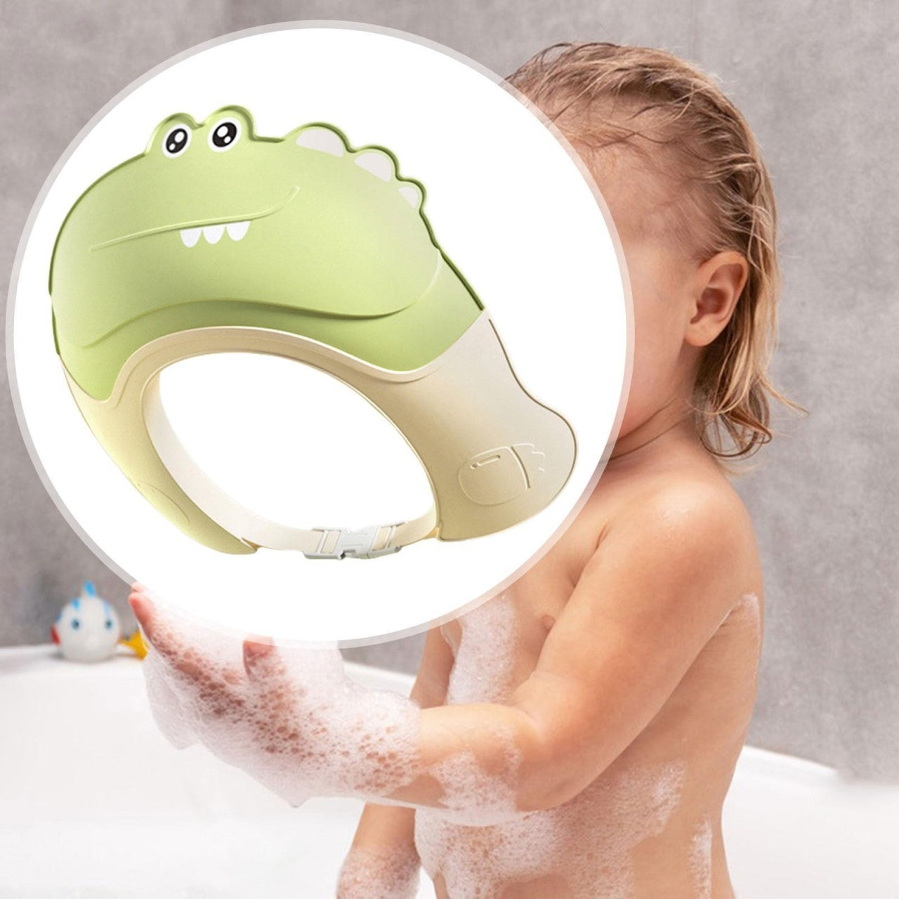 Casca de Dus, 0-12 Ani, Ajustabila, Model Crocodil, Verde