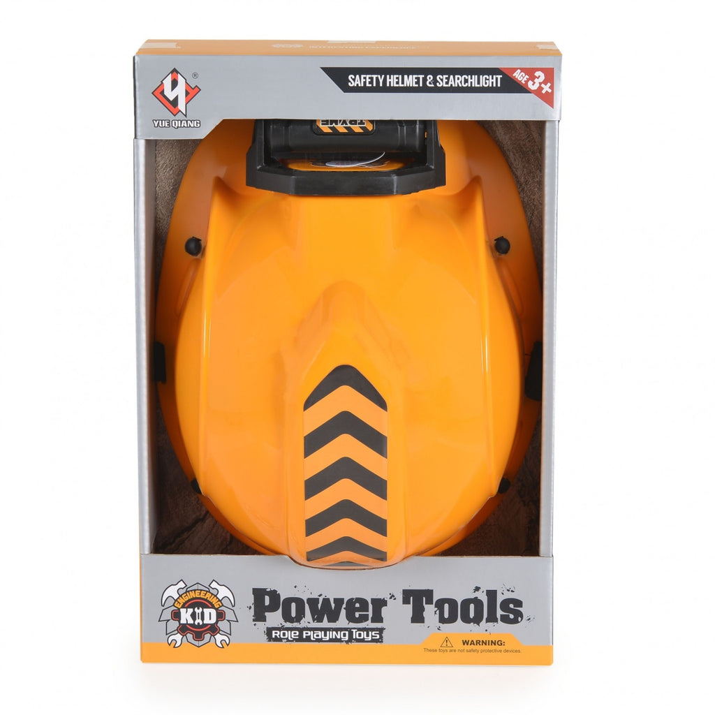 Casca Protectie cu Lanterna de Jucarie pentru Copii, Material Plastic, Interactiv, Distractiv, 29.5x19.5x6.5 cm, Portocaliu