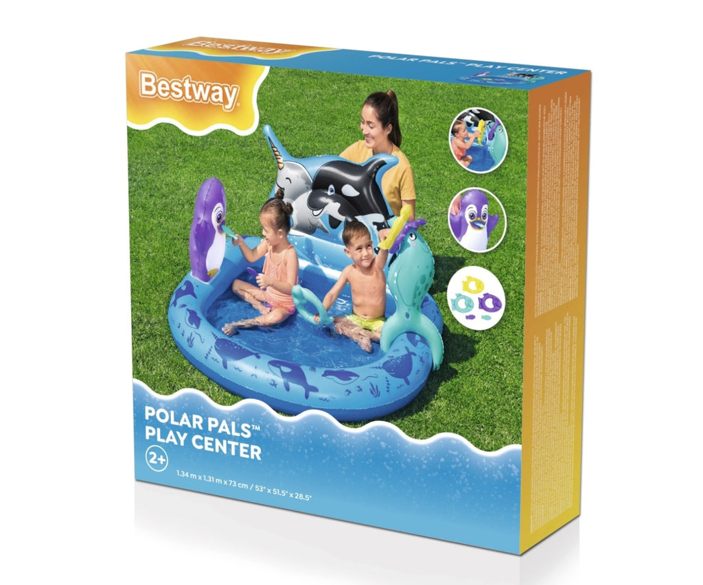 Centru de joaca copii, Bestway Polar Pals, gonflabil, PVC, 134 x 131 x 73 cm