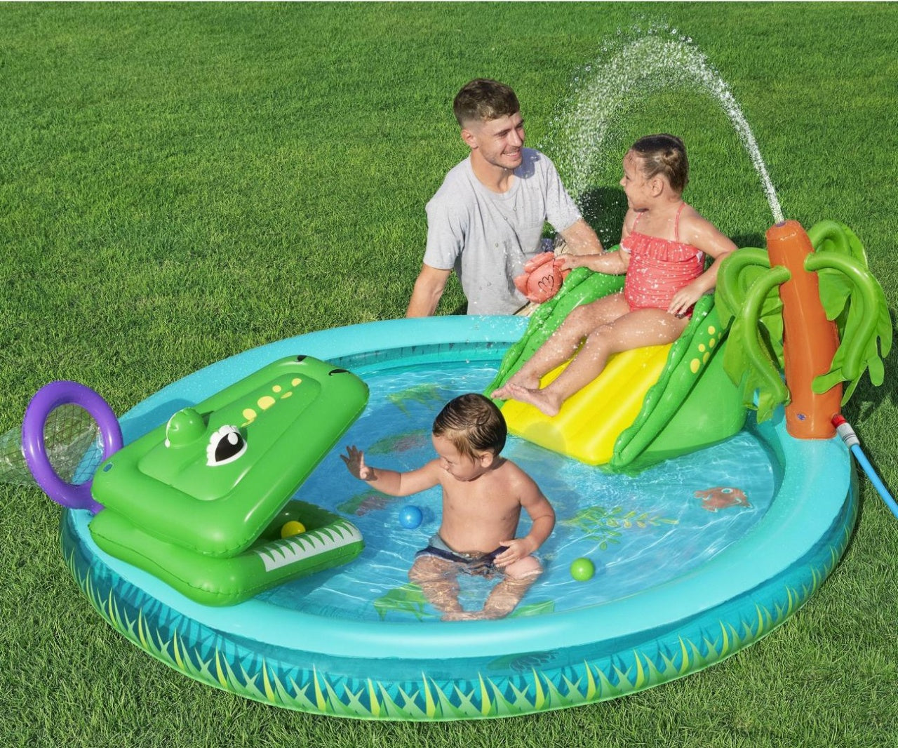 Centru de joaca gonflabil BESTWAY, 2 ani+, 224 x 181 x 72 cm, 210L, tematica crocodil