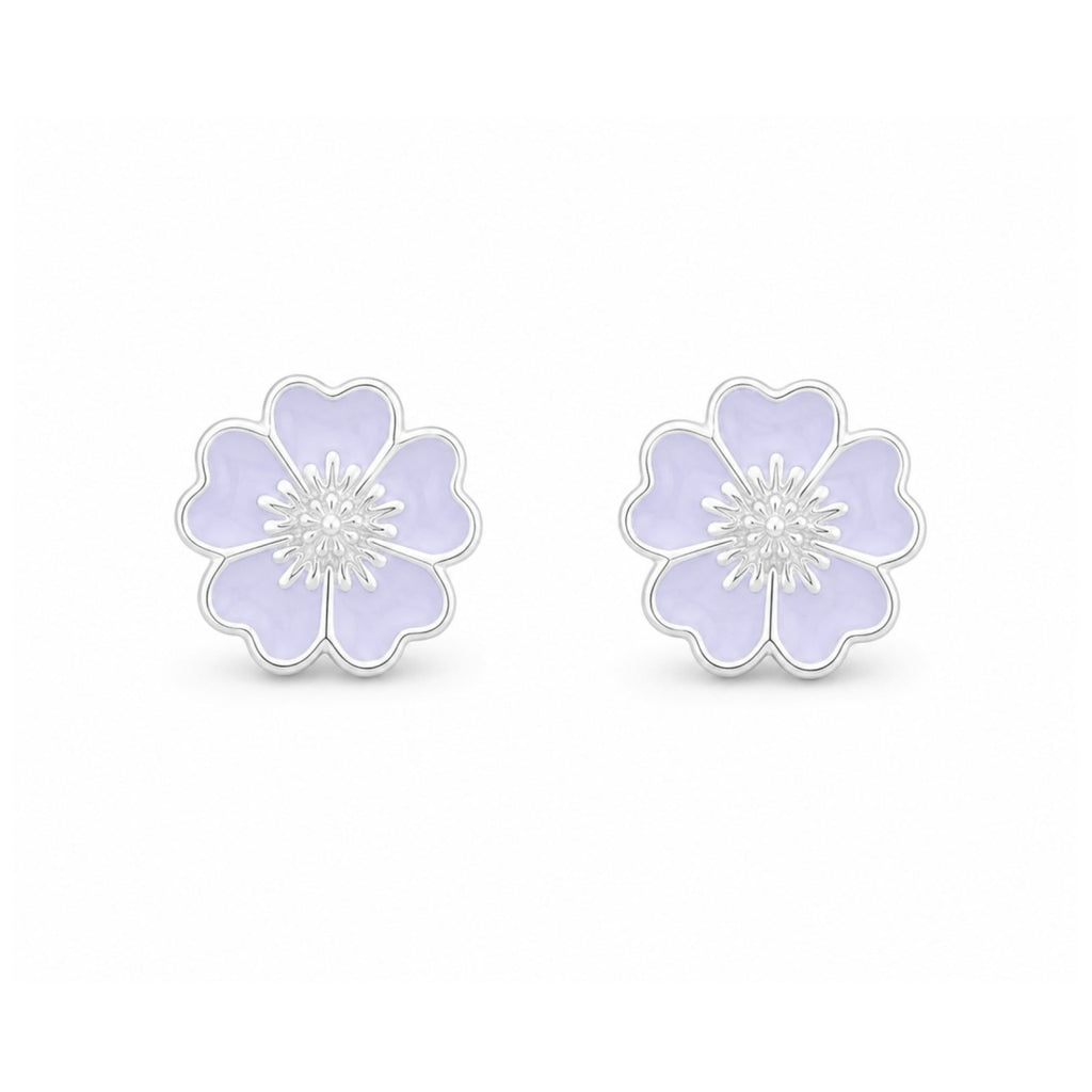 Cercei pentru Copii Argint 925, Jolie, Model Floricele, cu Email Colorat, 1.26 g, Argintiu