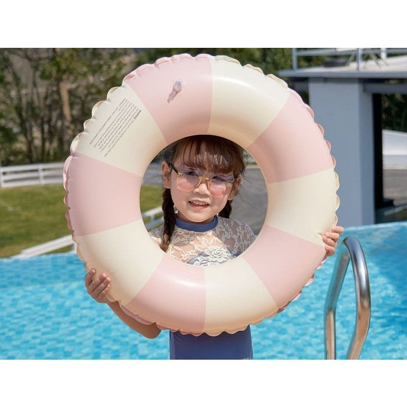 Colac de inot gonflabil pentru copii, In dungi Roz- Galben, diametru 66 cm