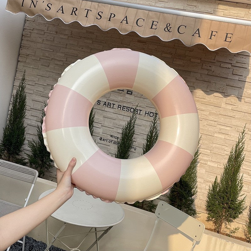 Colac de inot gonflabil pentru copii, In dungi Roz- Galben, diametru 66 cm