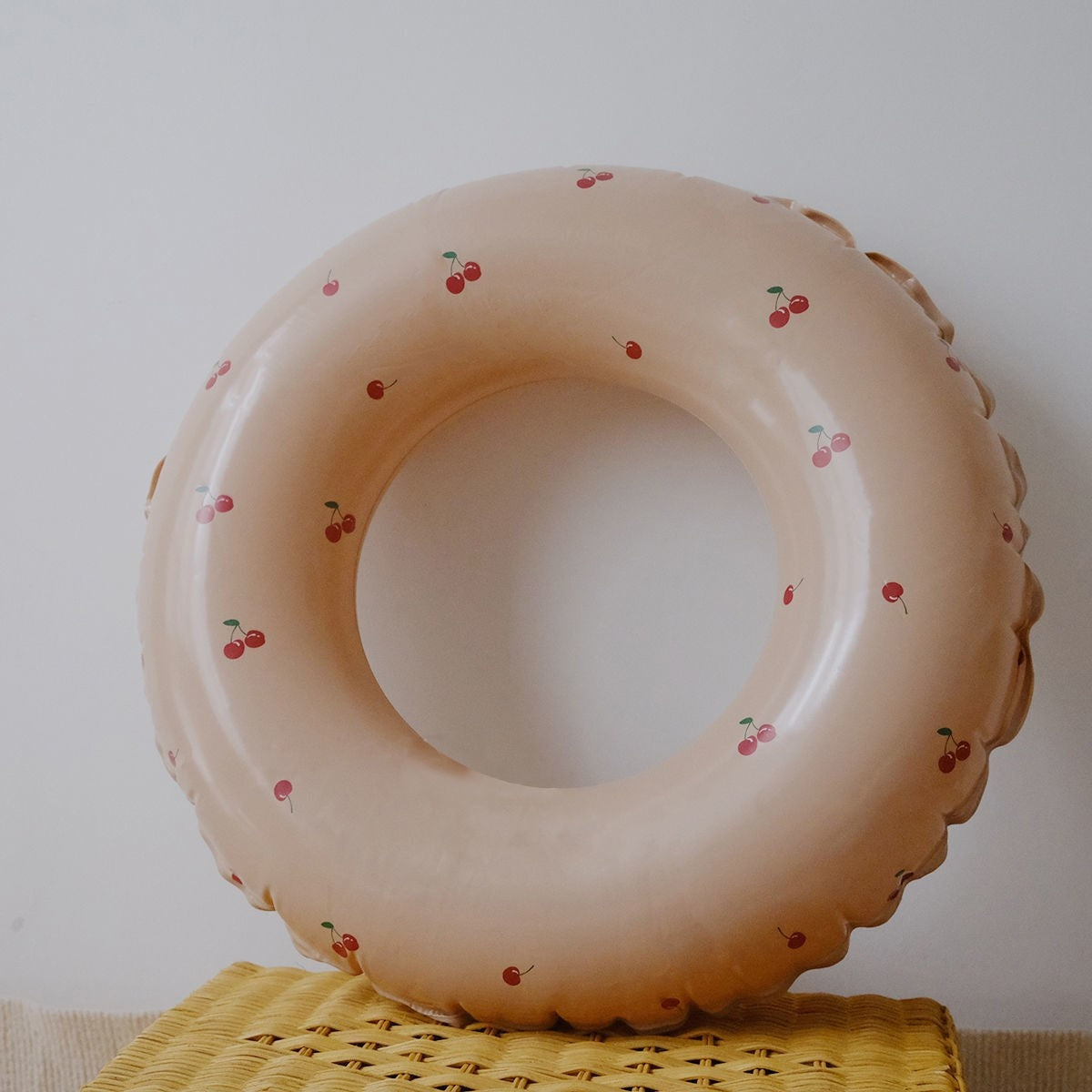 Colac de inot gonflabil pentru copii, Portocaliu, Model cu cirese, diametru 70 cm