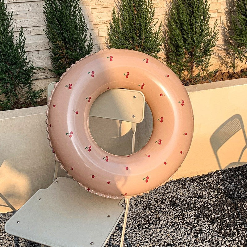 Colac de inot gonflabil pentru copii, Portocaliu, Model cu cirese, diametru 70 cm
