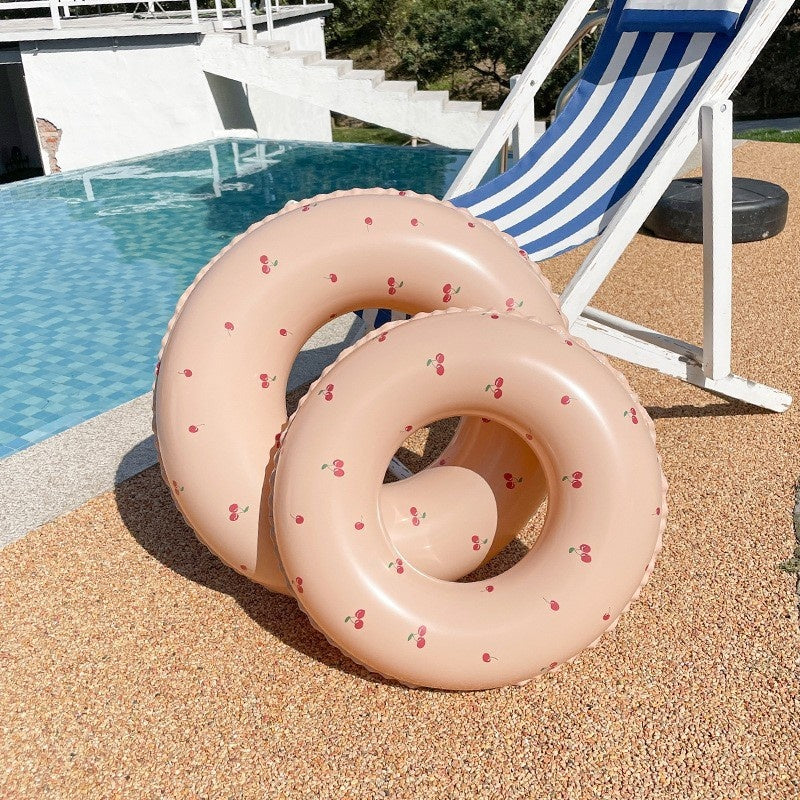 Colac de inot gonflabil pentru copii, Portocaliu, Model cu cirese, diametru 70 cm