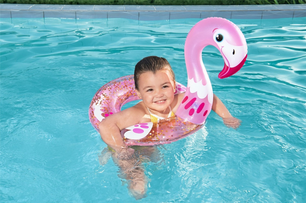 Colac gonflabil Bestway, Flamingo, Dimensiune 61 x 61 cm, 3-6 ani
