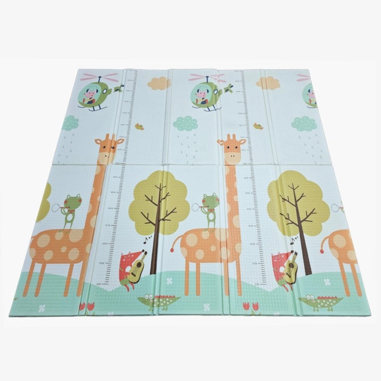 Covoras de Joaca pentru Copii Termic cu 2 Fete, Model Girafe si Pinguini, cu Spuma, Impermeabil, Antiderapant, 200cm x 180cm x 1cm