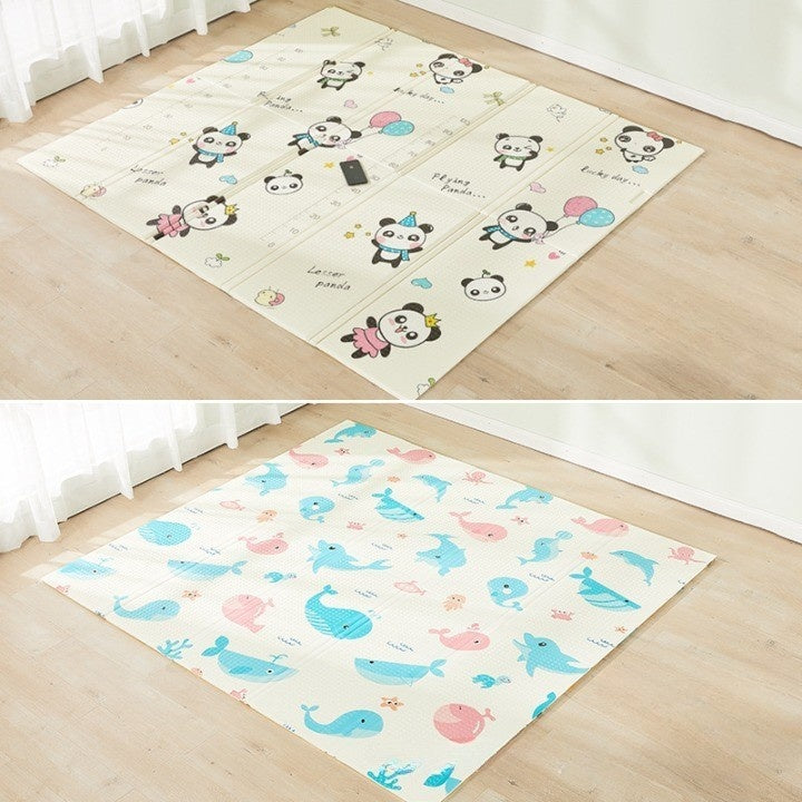 Covoras de Joaca pentru Copii Termic cu 2 Fete, Model Ursuleti si Delfini, cu Spuma, Impermeabil, Antiderapant, 200cm x 180cm x 1cm