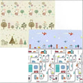 Covoras de Joaca pentru Copii Termic cu 2 Fete, Model Vulpi si Pista de Masini, cu Spuma, Impermeabil, Antiderapant, 200cm x 160cm x 0.6cm
