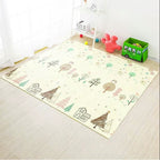 Covoras de Joaca pentru Copii Termic cu 2 Fete, Model Vulpi si Pista de Masini, cu Spuma, Impermeabil, Antiderapant, 200cm x 160cm x 0.6cm