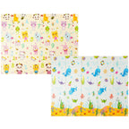 Covoras pentru Copii, cu 2 Fete, Model Animale Marine/Exotice, din XPE+PE, Impermeabil, Antiderapant, Protectie Termica, +3 Luni, Pliabil, 150 x 200 x 1.5 cm, Multicolor