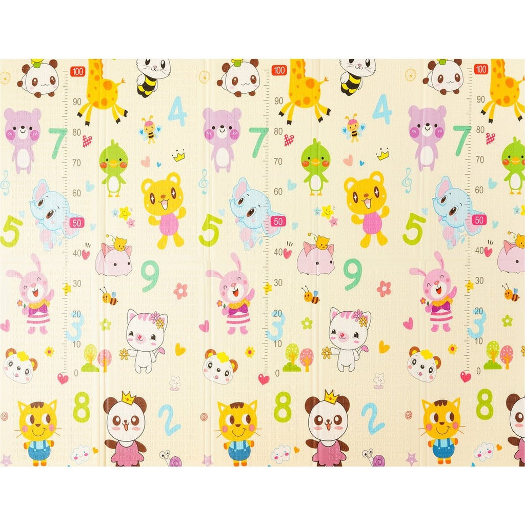 Covoras pentru Copii, cu 2 Fete, Model Animale Marine/Exotice, din XPE+PE, Impermeabil, Antiderapant, Protectie Termica, +3 Luni, Pliabil, 180 x 200 x 1.5 cm, Multicolor