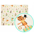 Covoras pentru Copii, cu 2 Fete, Model Caprioare/Circ, din XPE+PE, Impermeabil, Antiderapant, Protectie Termica, +3 Luni, Pliabil, 150 x 200 x 1 cm, Multicolor