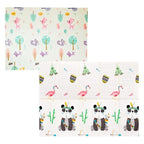 Covoras pentru Copii, cu 2 Fete, Model Caprioare/Panda, din XPE+PE, Impermeabil, Antiderapant, Protectie Termica, +3 Luni, Pliabil, 150 x 200 x 1 cm, Multicolor