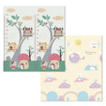 Covoras pentru Copii, cu 2 Fete, Model Casute in Copaci/Iepurasi, din XPE+PE, Impermeabil, Antiderapant, Protectie Termica, +3 Luni, Pliabil, 150 x 200 x 1.5 cm, Multicolor