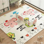 Covoras pentru Copii, cu 2 Fete, Model Elefantei/Padure, din XPE+PE, Impermeabil, Antiderapant, Protectie Termica, +3 Luni, Pliabil, 180 x 200 x 1.5 cm, Multicolor
