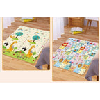 Covoras pentru Copii, cu 2 Fete, Model Litere/Girafe, din XPE+PE, Impermeabil, Antiderapant, Protectie Termica, +3 Luni, Pliabil, 180 x 200 x 1 cm, Multicolor