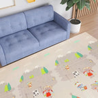 Covoras pentru Copii, cu 2 Fete, Model Maimute/Indieni, din XPE+PE, Impermeabil, Antiderapant, Protectie Termica, +3 Luni, Pliabil, 150 x 200 x 1 cm, Multicolor