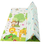 Covoras pentru Copii, cu 2 Fete, Model Oras/Safari, din XPE+PE, Impermeabil, Antiderapant, Protectie Termica, +3 Luni, Pliabil, 180 x 200 x 1 cm, Multicolor