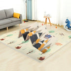 Covoras pentru Copii, cu 2 Fete, Model Padure/Elefanti, din XPE+PE, Impermeabil, Antiderapant, Protectie Termica, +3 Luni, Pliabil, 180 x 200 x 1.5 cm, Multicolor