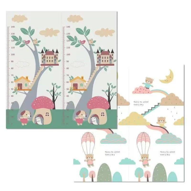 Covoras pentru Copii, cu 2 Fete, Model Ursulet/Catelusi, din XPE+PE, Impermeabil, Antiderapant, Protectie Termica, +3 Luni, Pliabil, 150 x 200 x 1.5 cm, Multicolor