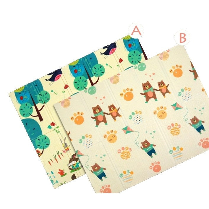 Covoras pentru Copii, cu 2 Fete, Model Zmeu/Ursi, din XPE+PE, Impermeabil, Antiderapant, Protectie Termica, +3 Luni, Pliabil, 180 x 200 x 1.5 cm, Multicolor