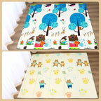 Covoras pentru Copii, cu 2 Fete, Model Zmeu/Ursi, din XPE+PE, Impermeabil, Antiderapant, Protectie Termica, +3 Luni, Pliabil, 150 x 200 x 1.5 cm, Multicolor
