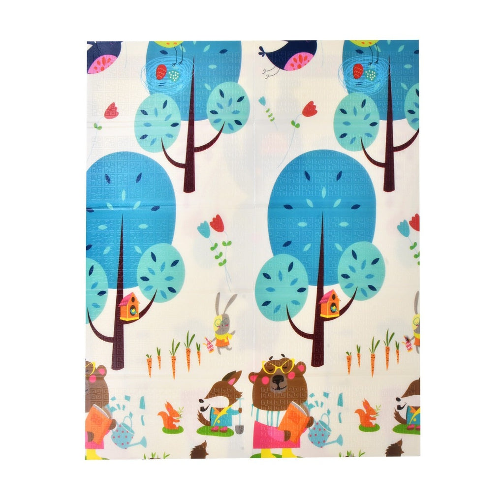 Covoras pentru Copii, cu 2 Fete, Model Zmeu/Ursi, din XPE+PE, Impermeabil, Antiderapant, Protectie Termica, +3 Luni, Pliabil, 150 x 200 x 1.5 cm, Multicolor
