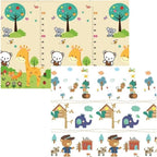 Covoras pentru Copii, cu 2 Fete, Model ZOO/Ursulet, din XPE+PE, Impermeabil, Antiderapant, Protectie Termica, +3 Luni, Pliabil, 150 x 200 x 1.5 cm, Multicolor