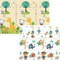 Covoras pentru Copii, cu 2 Fete, Model ZOO/Ursulet, din XPE+PE, Impermeabil, Antiderapant, Protectie Termica, +3 Luni, Pliabil, 180 x 200 x 1.5 cm, Multicolor