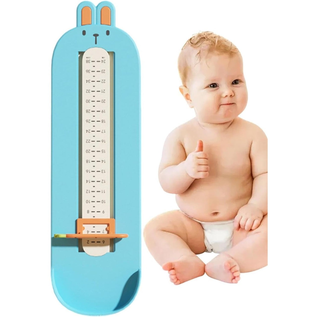 Dispozitiv de Masurat Talpa Piciorului pentru Bebelusi, 6-24, Model Iepuras, Albastru