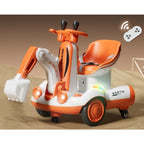 Excavator Electric, pe 4 Roti Antiderapante, cu Telecomanda, Brat Controlat Electric, cu Telecomanda, +2 Ani, Portocaliu