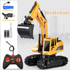 Excavator Jucarie pentru Copii, Jucarie Excavator cu Telecomanda, Jucarie de Constructie, Acumulator cu Incarcare USB, 23 x 22 x 9 cm, Portocaliu