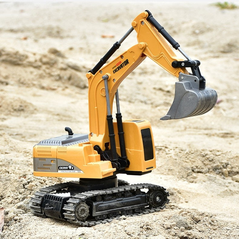 Excavator Jucarie pentru Copii, Jucarie Excavator cu Telecomanda, Jucarie de Constructie, Acumulator cu Incarcare USB, 23 x 22 x 9 cm, Portocaliu